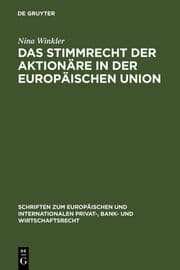 Cover von Das Stimmrecht der Aktionäre in der Europäischen Union