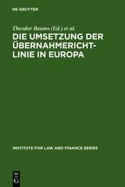 Cover von Die Umsetzung der Übernahmerichtlinie in Europa