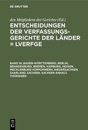 Cover von Baden-Württemberg, Berlin, Brandenburg, Bremen, Hamburg, Hessen, Mecklenburg-Vorpommern, Niedersachsen, Saarland, Sachsen, Sachsen-Anhalt, Thüringen