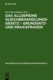 Cover von Das Allgemeine Gleichbehandlungsgesetz
