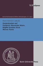 Cover von Gedenkreden auf Frederick Alexander Mann, Brigitte Knobbe-Keuk und Werner Flume