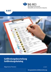 Cover von A 017 - Gefährdungsbeurteilung - Gefährdungskatalog