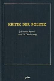 Cover von Kritik der Politik