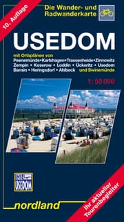 Cover von Usedom mit Ortsplänen von Peenemünde, Karlshagen, Trassenheide, Zinnowitz, Zempin, Koserow, Loddin, Ückeritz, Usedom, Bansin, Heringsdorf, Ahlbeck und Swinemünde
