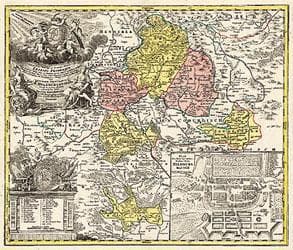 Cover von Historische Karte: Fürstentums Hildburghausen mit den Ämtern Eisfeld, Hildburghausen, Schalkau, Sonnenfeld, Heldburg, Königsberg, Amt Römhild und Amt Sesslach - 1729 (Plano)