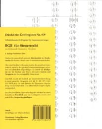 Cover von BGB für Steuerrechtler, 102 bedruckte Griffregister