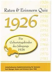 Cover von Raten & Erinnern Quiz 1926 - Für Geburtstagskinder des Jahrgangs 1926