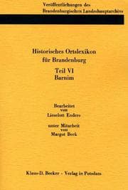 Cover von Historisches Ortslexikon für Brandenburg VI: Barnim