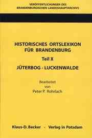 Cover von Historisches Ortslexikon für Brandenburg, Teil X, Jüterbog-Luckenwalde