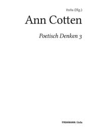 Cover von Poetisch denken 3: Ann Cotten