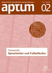 Cover von Aptum Themenheft: Sprachkultur und Fußballkultur