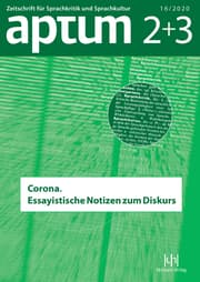 Cover von Aptum - Zeitschrift für Sprachkritik und Sprachkultur 2+3/2020