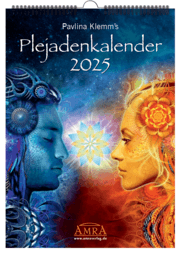 Cover von Pavlina Klemm's Plejadenkalender 2025. Enthält zu Motiven von Josephine Wall u.a. Durchsagen der Plejader für jeden Monat sowie ein Extrablatt mit Grußbotschaft und Einleitung (DinA3)
