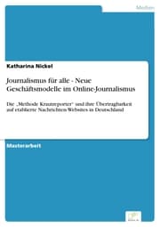 Cover von Journalismus für alle - Neue Geschäftsmodelle im Online-Journalismus