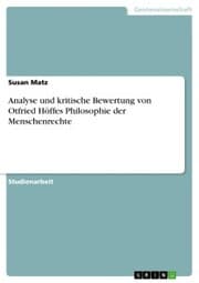 Cover von Analyse und kritische Bewertung von Otfried Höffes Philosophie der Menschenrechte