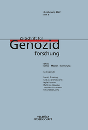 Cover von Zeitschrift für Genozidforschung. 20. Jg. 2022, Heft 1