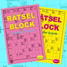 Cover von Rätselblock in großer Schrift