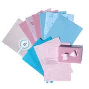 Cover von Geschenkpapier 6 Bögen A2: Edel, hochwertiges Geschenkpapier, Packpapier, Bastelpapier - Geschenkverpackung Set für jeden Anlass blau & rosa (Geburtstag, Hochzeit, Kinder, Ostern, Baby Geschenk) - inkl. 2 Bastelschleifen zum Verpacken