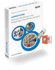 Cover von Lehrsystem 'Sicheres Bedienen von Mitgänger-Flurförderzeugen'