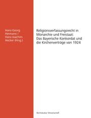 Cover von Religionsverfassungsrecht in Monarchie und Freistaat: