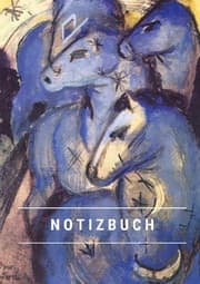 Cover von Notizbuch klein A5 Blanko - Notizheft 44 Seiten 90g/m2 - Softcover Franz Marc 'Der Turm der blauen Pferde' - FSC Papier