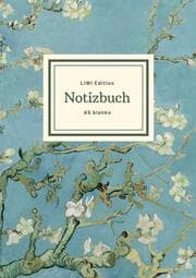 Cover von Notizbuch schön gestaltet mit Leseband - A5 Hardcover blanko - 100 Seiten 90g/m² - Motiv Blühende Mandelbaumzweige, van Gogh - FSC Papier