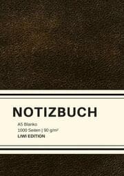Cover von Dickes Notizbuch 1000 Seiten - A5 blanko - Hardcover schwarz mit Leseband - weißes Papier 90g/m2 - FSC Papier