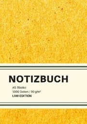 Cover von Dickes Notizbuch 1000 Seiten - A5 blanko - Hardcover gelb mit Leseband - weißes Papier 90g/m2 - FSC Papier