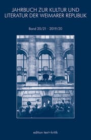 Cover von JAHRBUCH ZUR KULTUR UND LITERATUR DER WEIMARER REPUBLIK