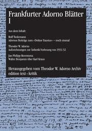 Cover von Frankfurter Adorno Blätter I
