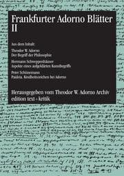 Cover von Frankfurter Adorno Blätter II