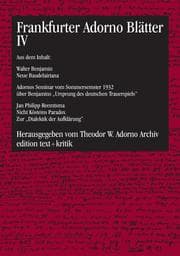Cover von Frankfurter Adorno Blätter IV