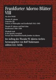 Cover von Frankfurter Adorno Blätter VIII