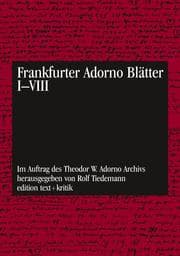 Cover von Frankfurter Adorno Blätter I - VIII