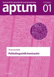 Cover von Aptum, Zeitschrift für Sprachkritik und Sprachkultur 17. Jahrgang, 2021, Heft 1