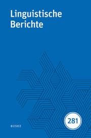 Cover von Linguistische Berichte Heft 274