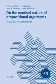 Cover von On the nominal nature of propositional arguments
