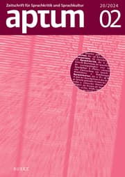 Cover von Aptum, Zeitschrift für Sprachkritik und Sprachkultur 20. Jahrgang. 2024, Heft 2