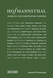 Cover von Hofmannsthal - Jahrbuch zur Europäischen Moderne 28/2020
