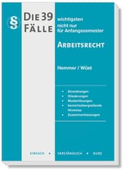 Cover von Die 39 wichtigsten Fälle Arbeitsrecht