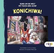 Cover von Rund um die Welt mit Fuchs und Schaf. Konichiwa