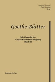 Cover von Goethe-Blätter