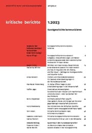 Cover von Kritische Berichte : Zeitschrift für Kunst- und Kulturwissenschaften / Jahrgang 51, Heft 1.2023