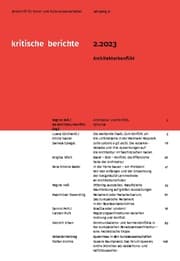 Cover von Kritische Berichte : Zeitschrift für Kunst- und Kulturwissenschaften / Jahrgang 51, Heft 2.2023
