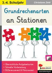 Cover von Grundrechenarten an Stationen, Klasse 3-4