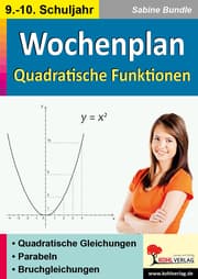 Cover von Wochenplan Quadratische Funktionen, Klasse 9-10