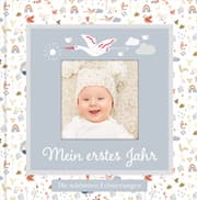 Cover von Babyalbum mit Fensterausschnitt für das 1. Lebensjahr zum Eintragen der schönsten Momente und Erinnerungen mit Platz für Fotos - genderneutral für Jungen und Mädchen