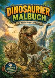 Cover von Dinosaurier Malbuch für Kinder von 6-10 Jahren mit 70 starken Ausmalmotiven