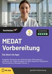 Cover von MEDAT Vorbereitung: Vorbereitung: Das Buch mit App! - Aufgaben-Skript für den Mediziniertest (Übungsbuch / Lehrbuch mit +5000 Aufgaben für BMS, kognitive Fähigkeiten, Textverständnis, Biologie, Chemie...)