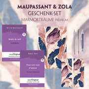 Cover von Guy de Maupassant & Émile Zola Geschenkset - 2 Bücher (mit Audio-Online) + Marmorträume Schreibset Premium